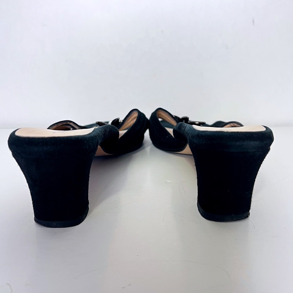 Taryn Rose Black Suede Crystal Flower Mule Sandals Made in Italy Size 39 - Picture 5 of 9